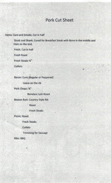 Pork Cut Sheet